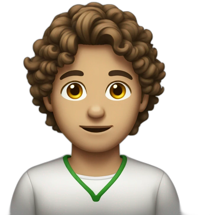 Young men type italian with long curly brown hair emoji