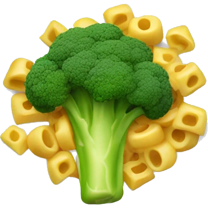 dish with macaroni and pieces of broccoli emoji
