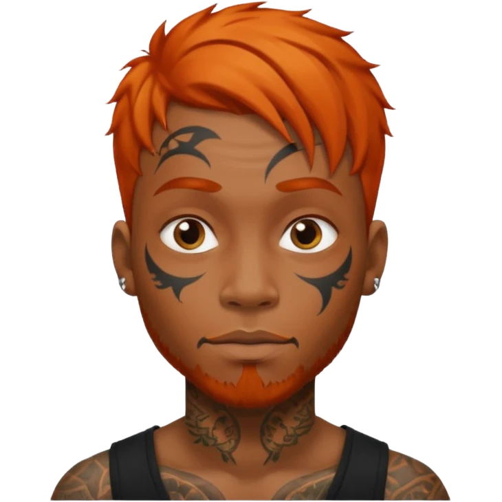 black man with tattooed faces and orange hair emoji