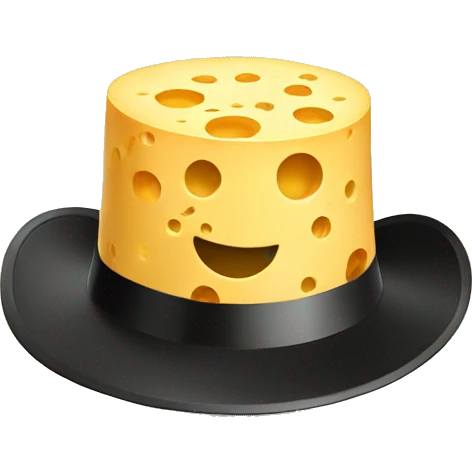 A wheel of cheese wearing a top hat emoji