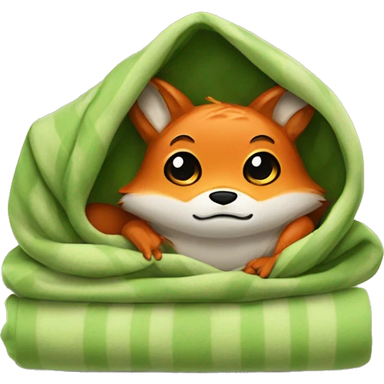 Fox and frog together in blanket emoji
