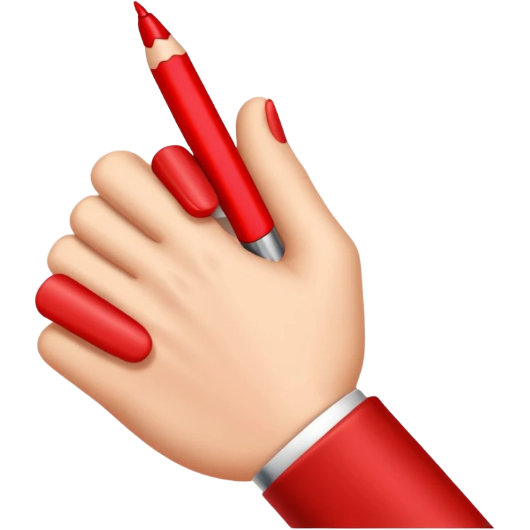 рука телесного цвета что то пишет красной ручкой emoji