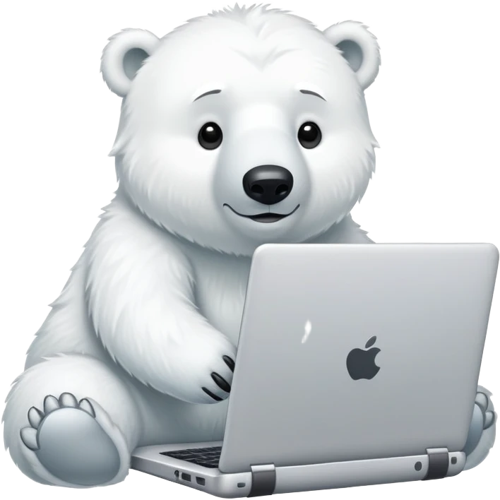 Polar bear on laptop  emoji