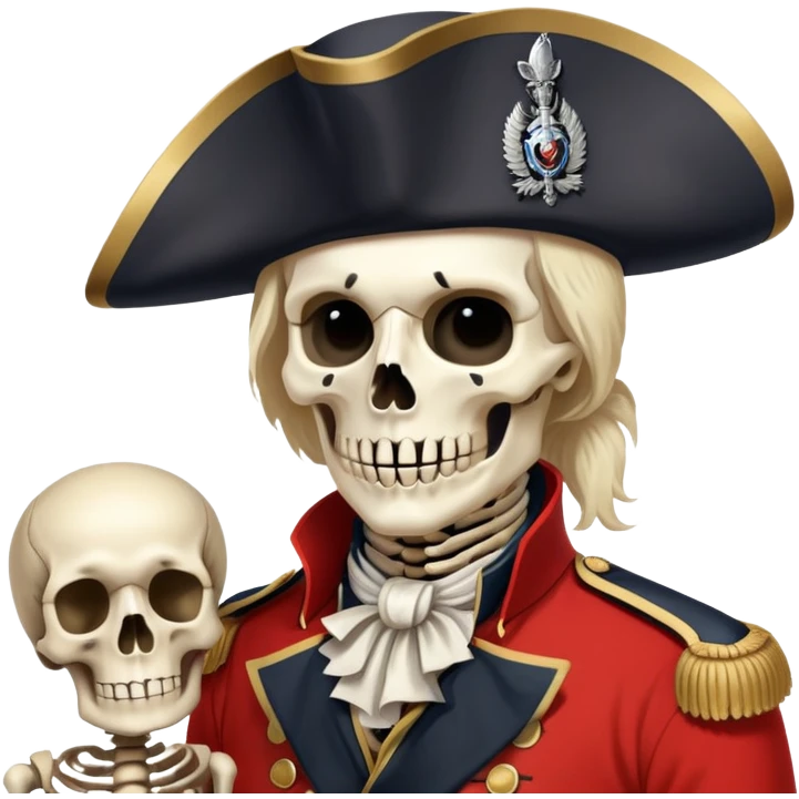 British redcoat soldier 1700s revolutionary war with a skeleton face emoji