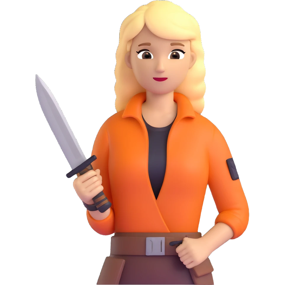 Blonde outdoorsy woman with a survival knife emoji