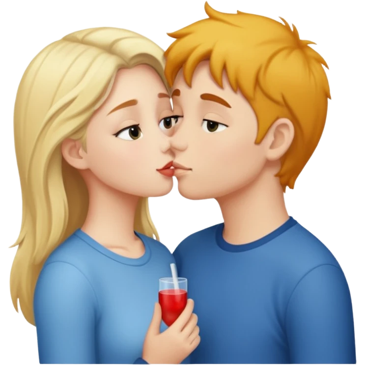 A cute girl kissing a boy  emoji