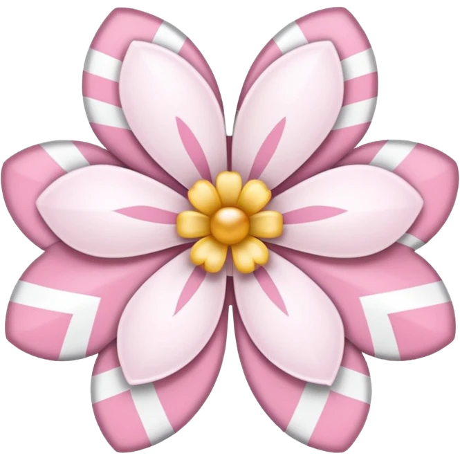 white sakura flower with a bow and chevron pattern petals emoji