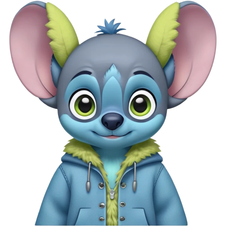 Stitch with royal greys tenue in the colours yellow and green emoji
