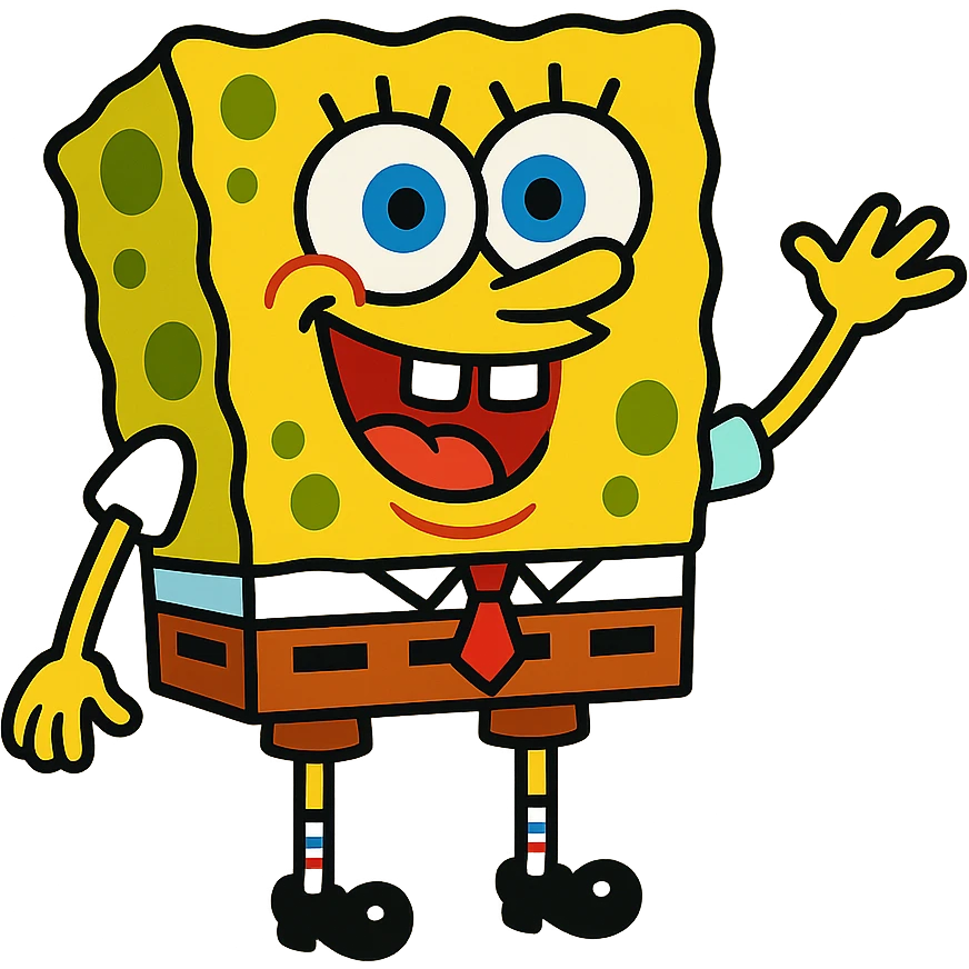 Spongebob Squarepants, cartoon style, bright colors, cheerful expression emoji