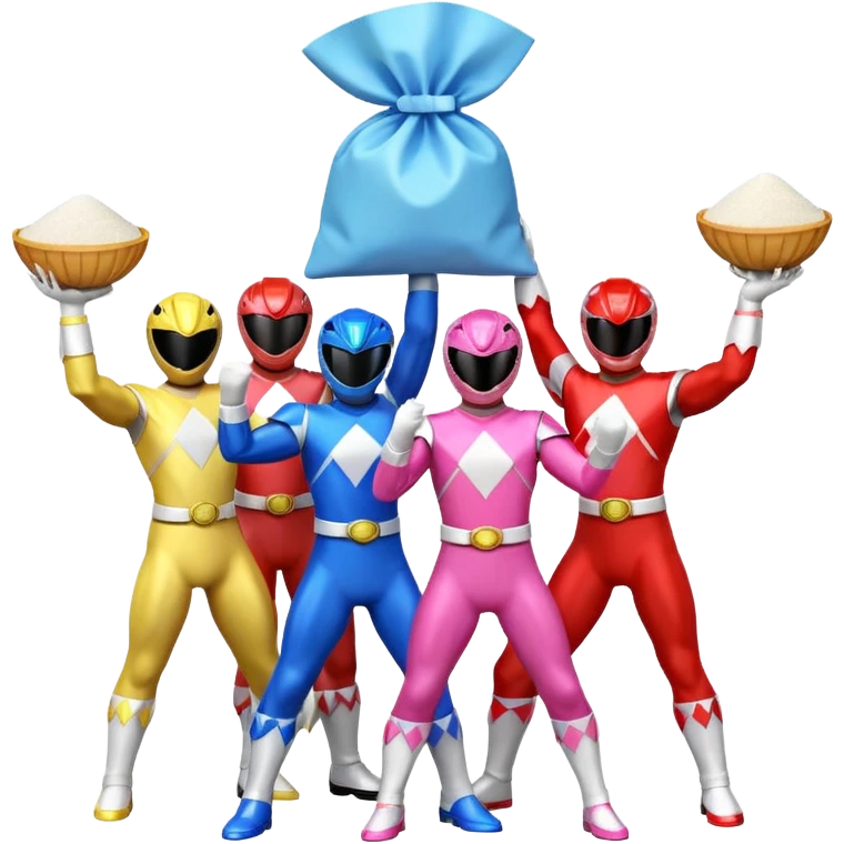 Power Rangers holding up a bag of sugar  emoji