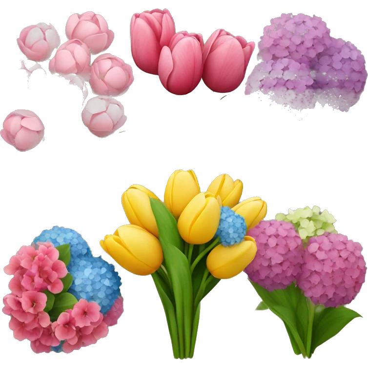 bouquet of flowers with tulips and hydrangeas  emoji