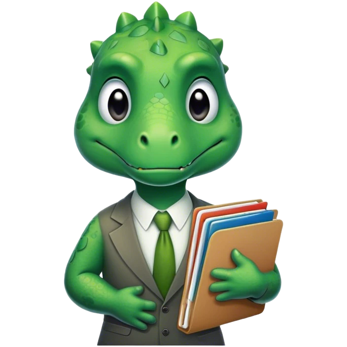 sad office dinosaur holding folders emoji