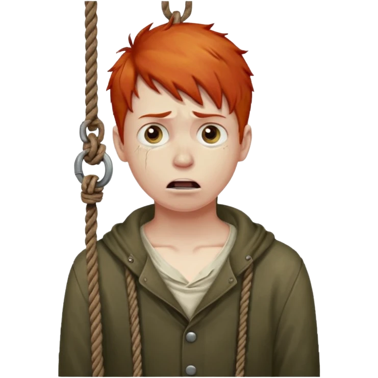 red headed boy hanging by his neck from a noose emoji