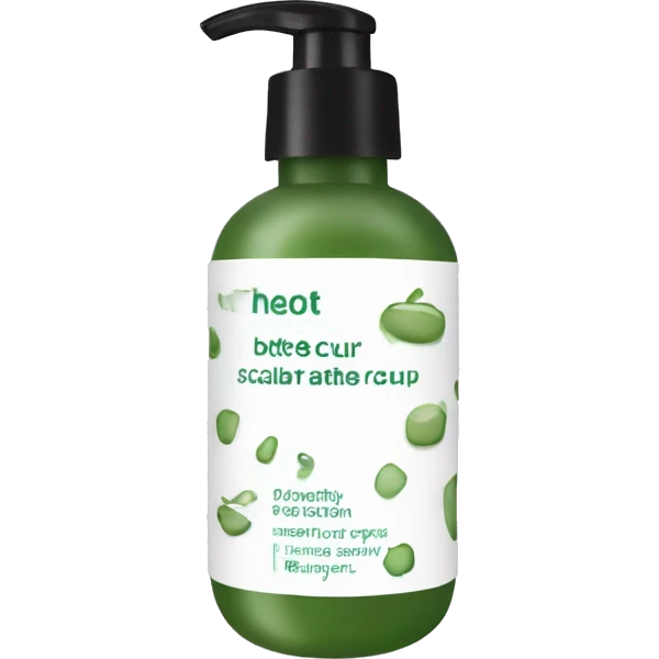 bottle of scalp scrub with label emoji