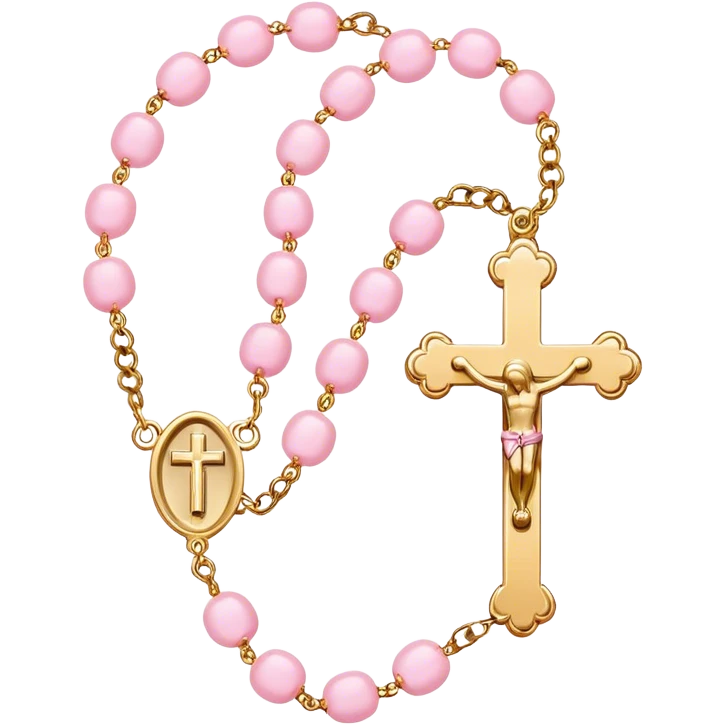 Light pink with gold cross rosary  emoji