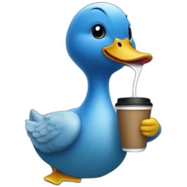 Blue Duck drinking coffee emoji