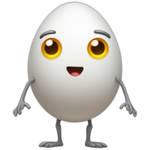 egg with two eyes, two arms, and two legs (standing, io17, facing forward) emoji