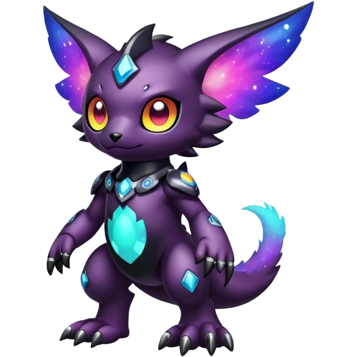 Cute cool colorful dark nebula fantasy-Digimon-animal-hybrid full body emoji