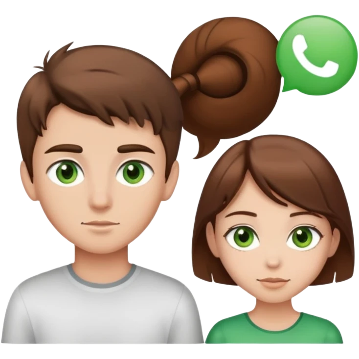 boy with brown hair and green eyes and girl with brown hair brown eyes  emoji