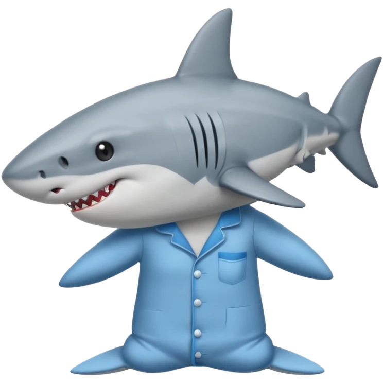 Shark with pajamas on saying goodnight emoji