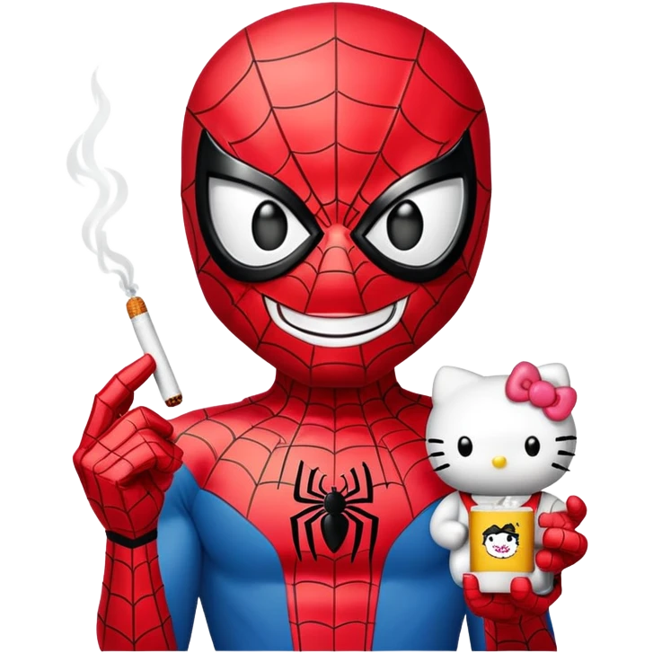 Spiderman and hello Kitty smoking  emoji