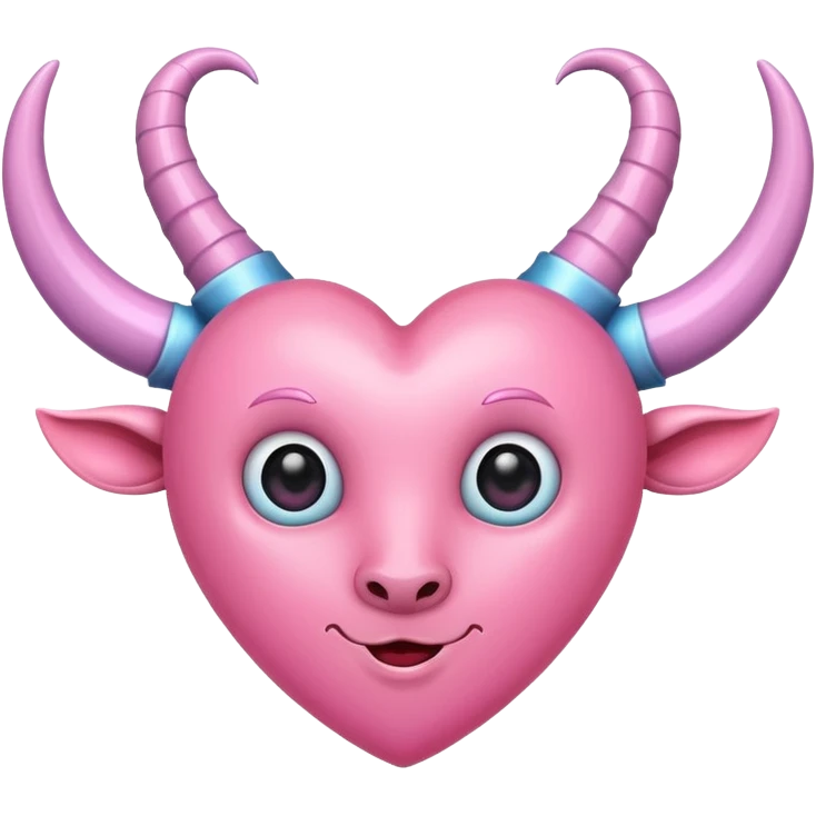 a plain pink heart with horns on it emoji