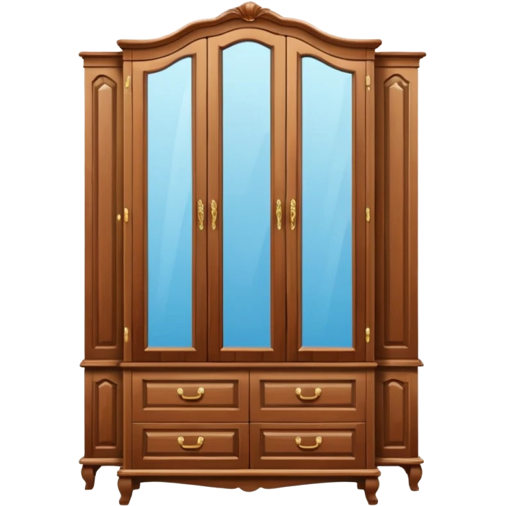 wooden wardrobe with mirrors on both doors emoji