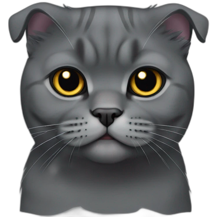 all dark grey Scottish Fold Cat broken ear emoji