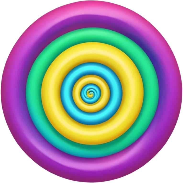 Circular emoji, neon tornado vortex, glowing spiral, blue green outer, purple core, red arc, yellow base emoji