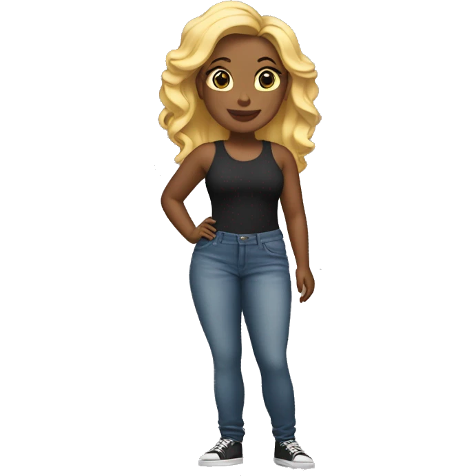 Curvy woman with blond hair full body emoji