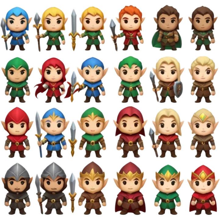 generate pack icons avatar like emoji on RPG theme. There has like warrior, magician, rogue, paladin and etc. Also add it some races like human, orc, dwarf and etc. emoji
