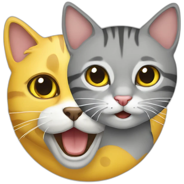 Yellow-cat-beating-grey-tabby-cat emoji
