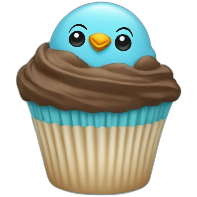 Happy Robin blue cupcake emoji