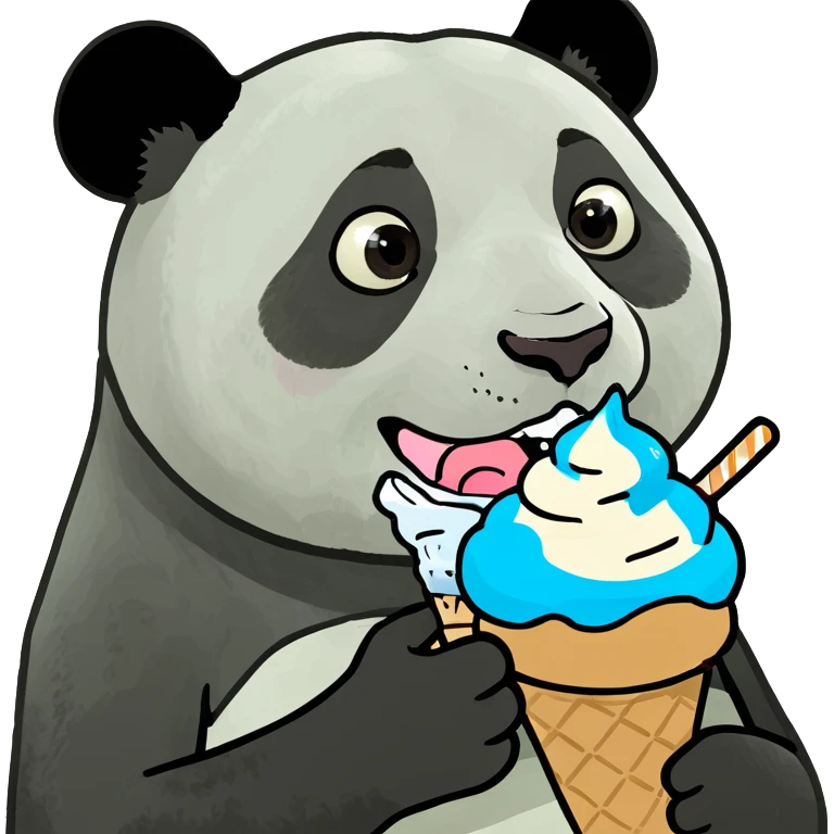 Panda eating ice cream emoji