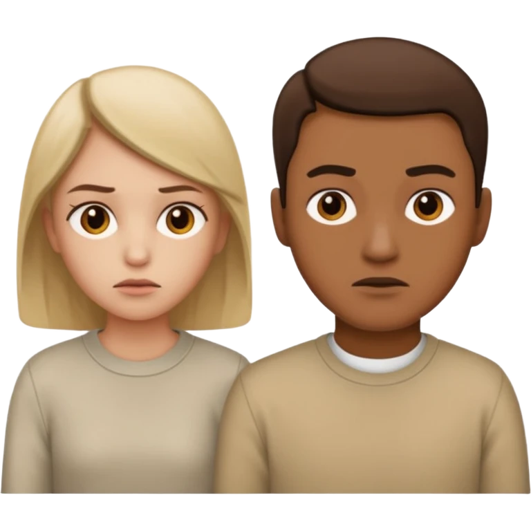  Indifference - 2 people with one facing right and the other facing left. Both look uninterested emoji
