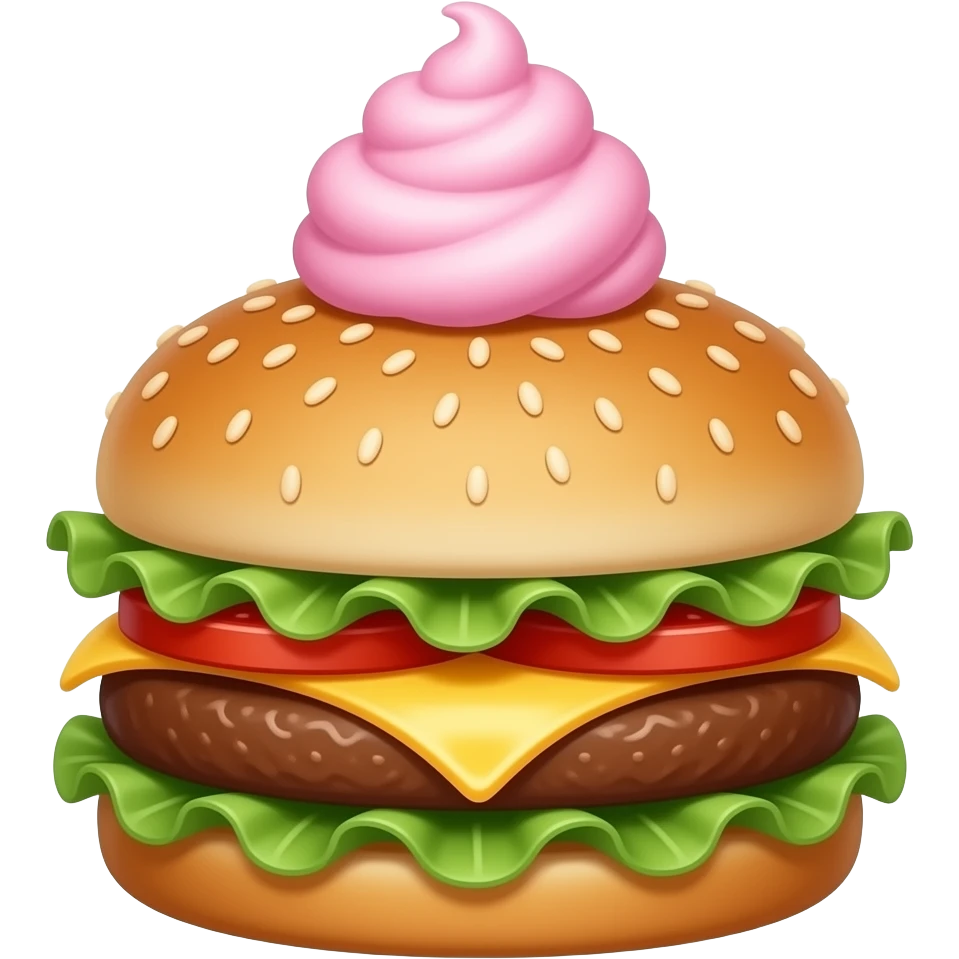 Cotton candy cheeseburger emoji