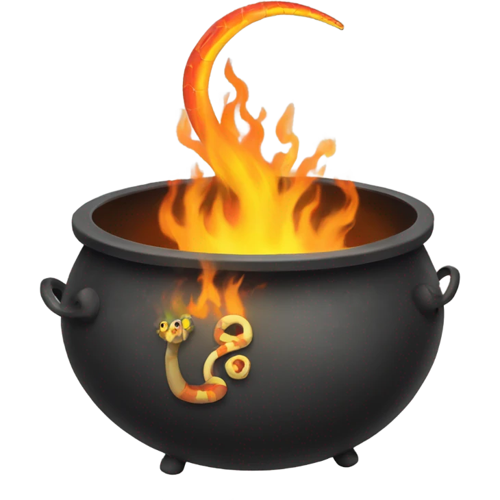 Cauldron with a fire snake that is inside emoji