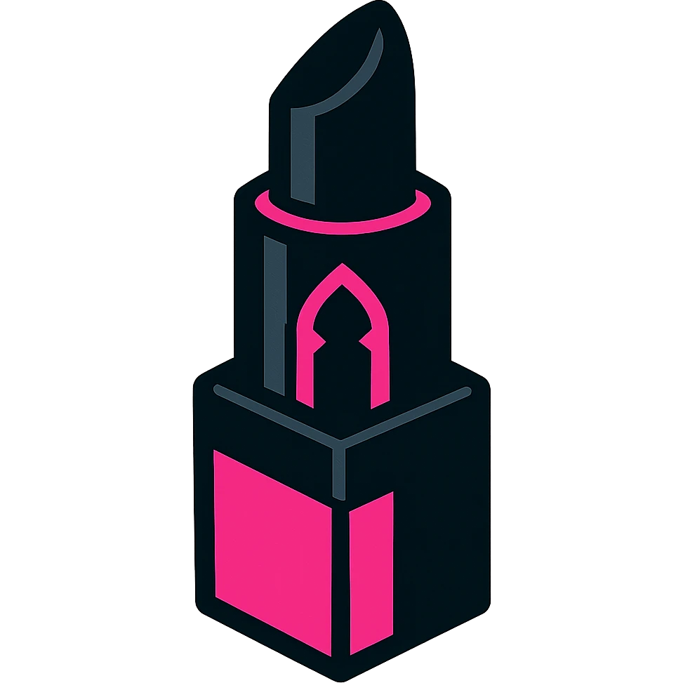 BLACKPINK-inspired gothic lipstick, bold and expressive, black and pink, no hearts emoji