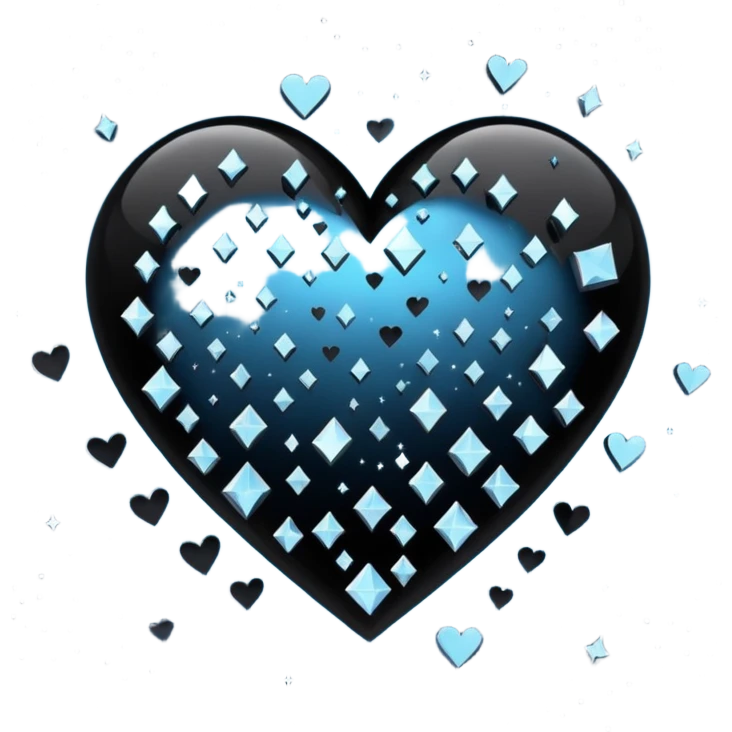 emo heart with night sky and falling mirrors emoji