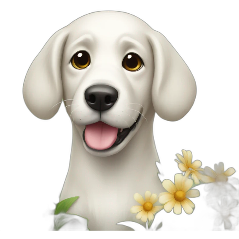 Dog whit a flower emoji