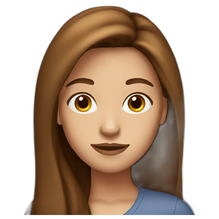 woman with long brown hair and a skinny face emoji