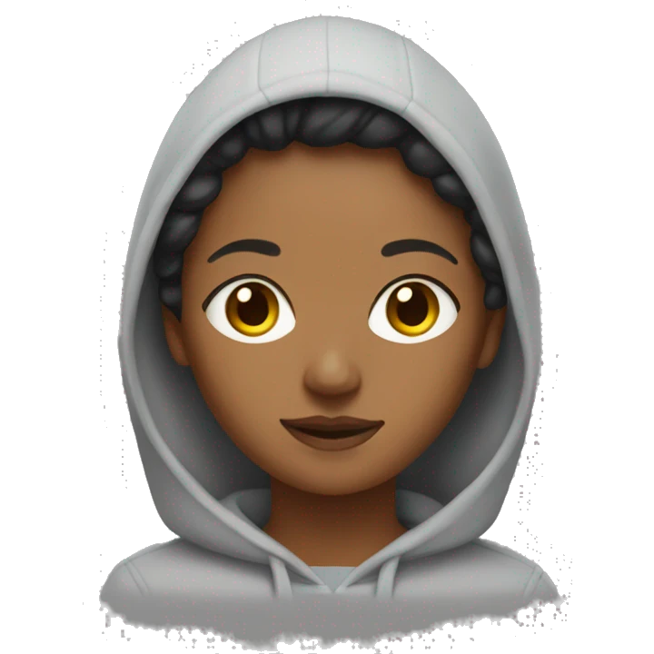 Brown woman wearing sweatpants, hoodie  slippers  emoji