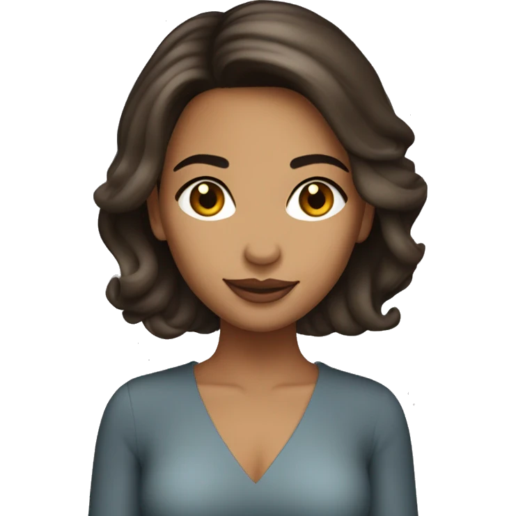 Coquette brunette with tan skin and alteres médium hair emoji