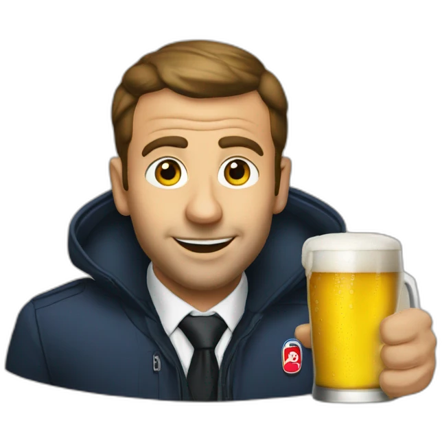 Macron drink à beer emoji