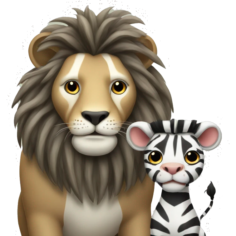 lion and zebra friends emoji