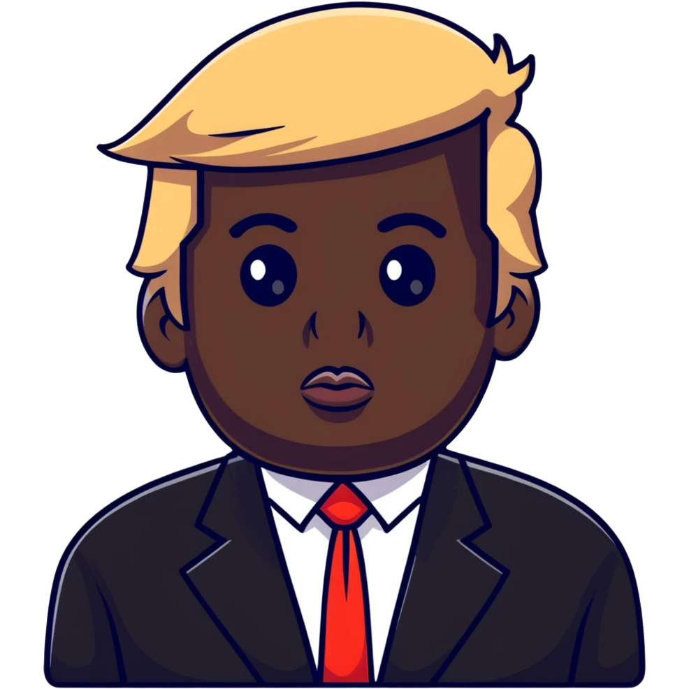 Donald Trump with black skin emoji