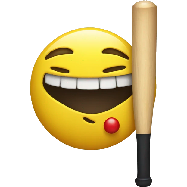 Smiley with one eye playing cricket emoji