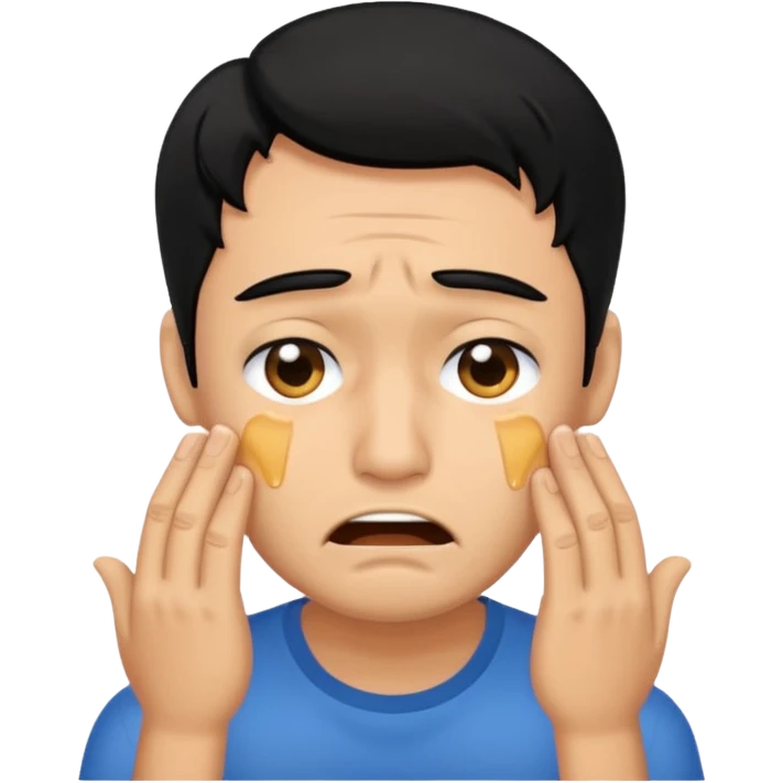 man crying with black hair emoji