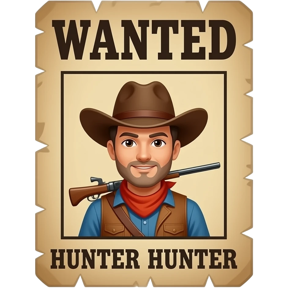 Wanted Cowboy hunter Poster emoji