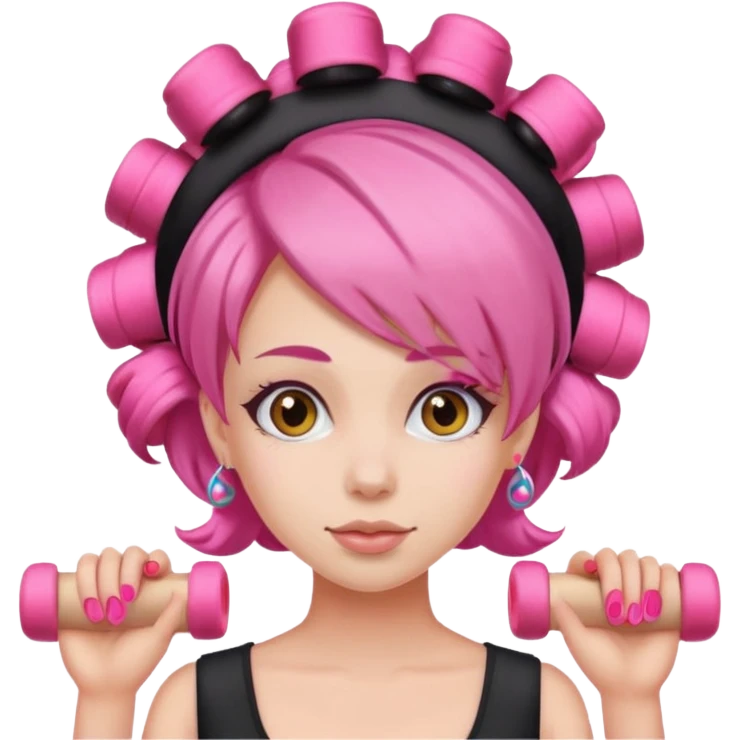 woman with pink hair rollers emoji
